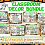 Jungle Safari Theme Classroom Decor Bundle (with Editable Slides!)
